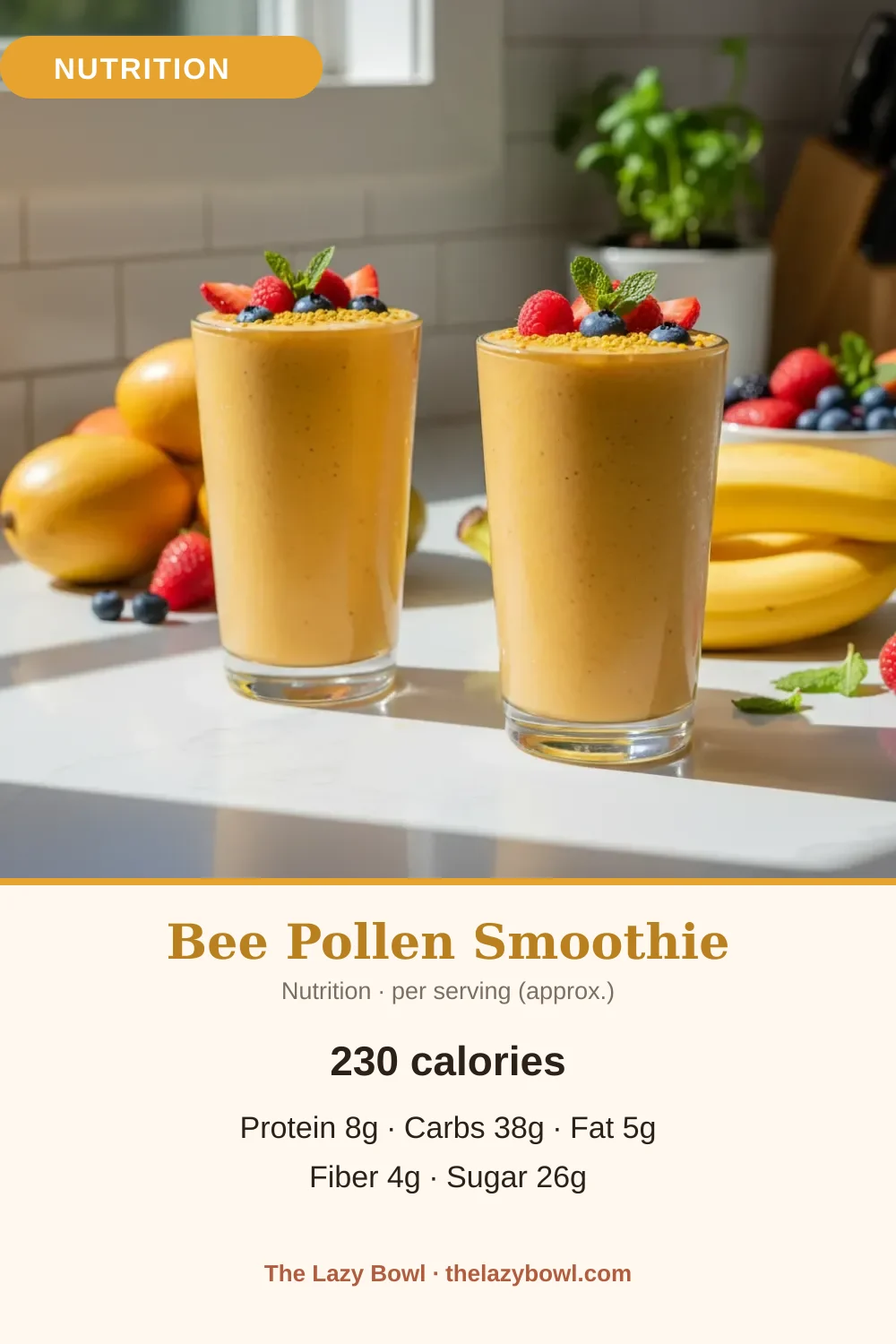 Bee pollen smoothie nutrition facts per serving