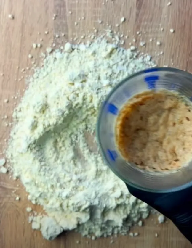 Yeast and water being mixed together to activate