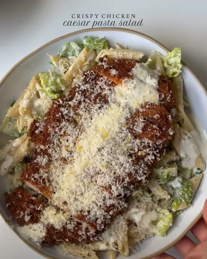 Crispy Chicken Caesar Pasta Salad