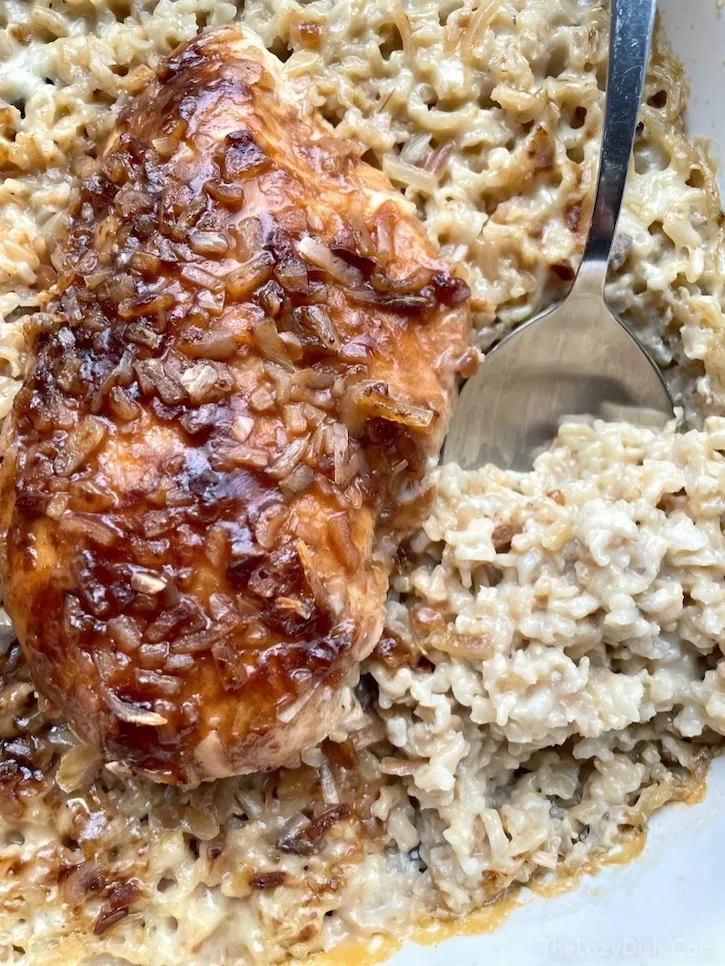French Onion Chicken & Rice Bake