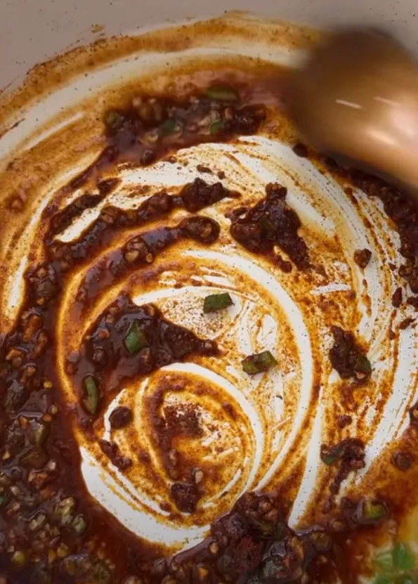 The honey and lemon sauce cooked down to a glossy dark paste in the pan